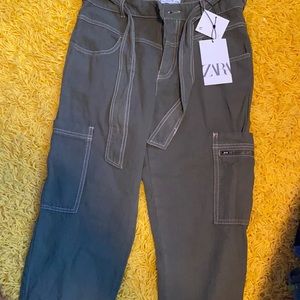 Zara size 11/12 girls casual pants olive green